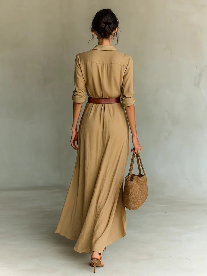 Uma | Women's Wrap V-Neck Maxi Dress with Lapel Collar