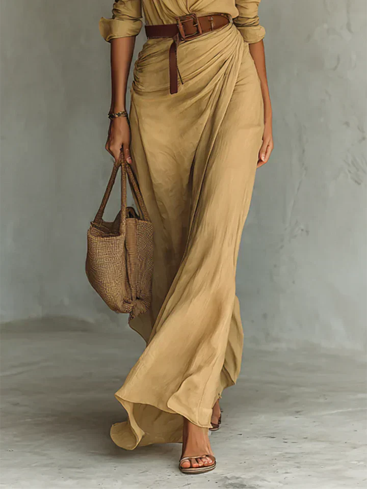 Uma | Women's Wrap V-Neck Maxi Dress with Lapel Collar