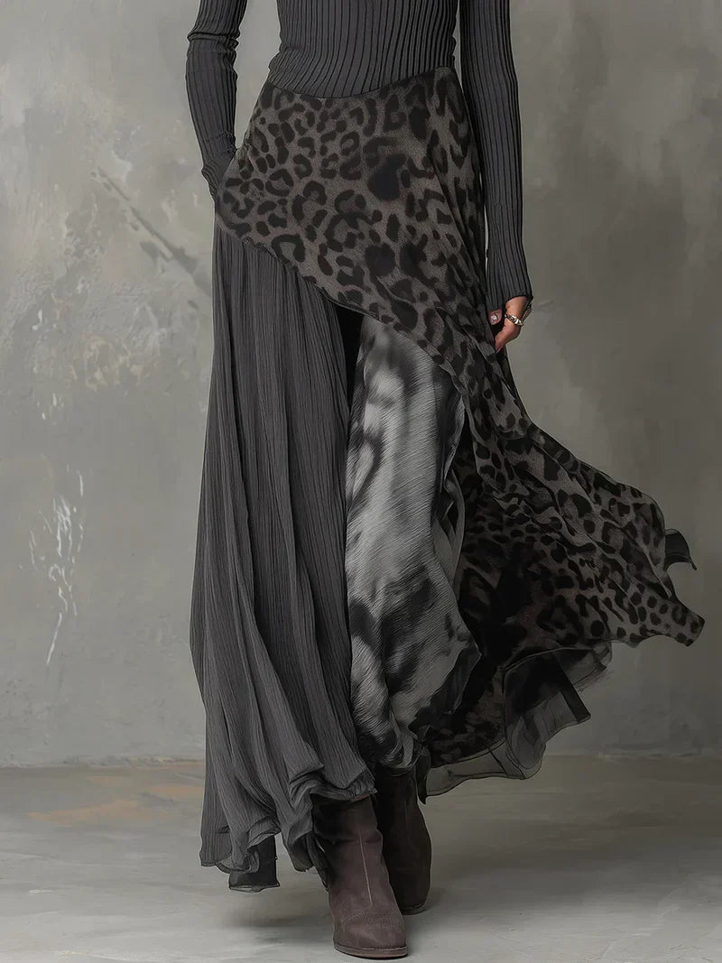 Bryony™ | Leopard Print Striped Maxi Dress