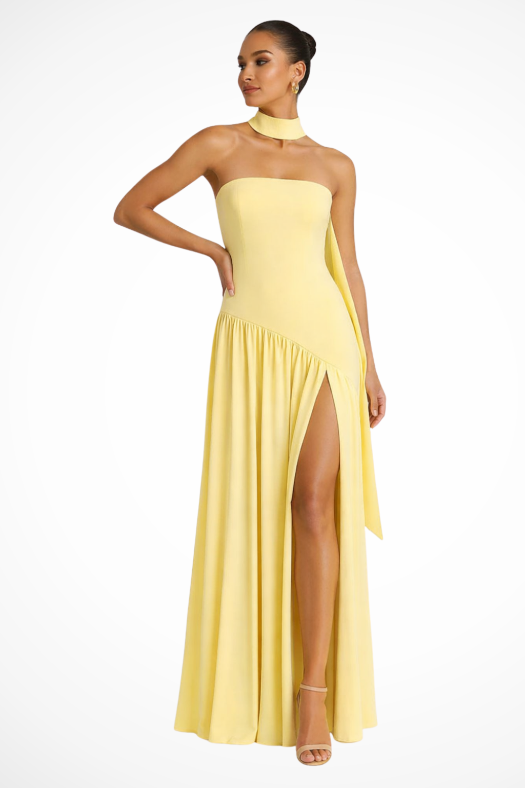 Yara | Women's Strapless Maxi Dress with Side Slit