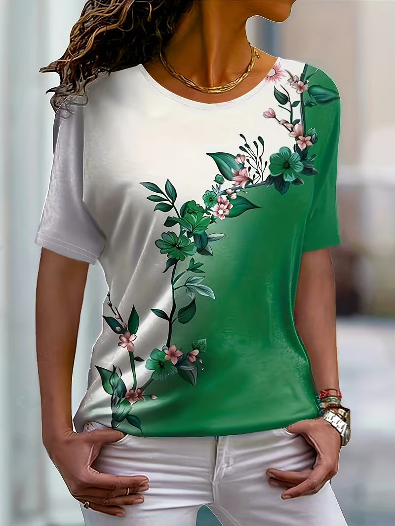 Beth | Stylish Floral Colorblock Blouse