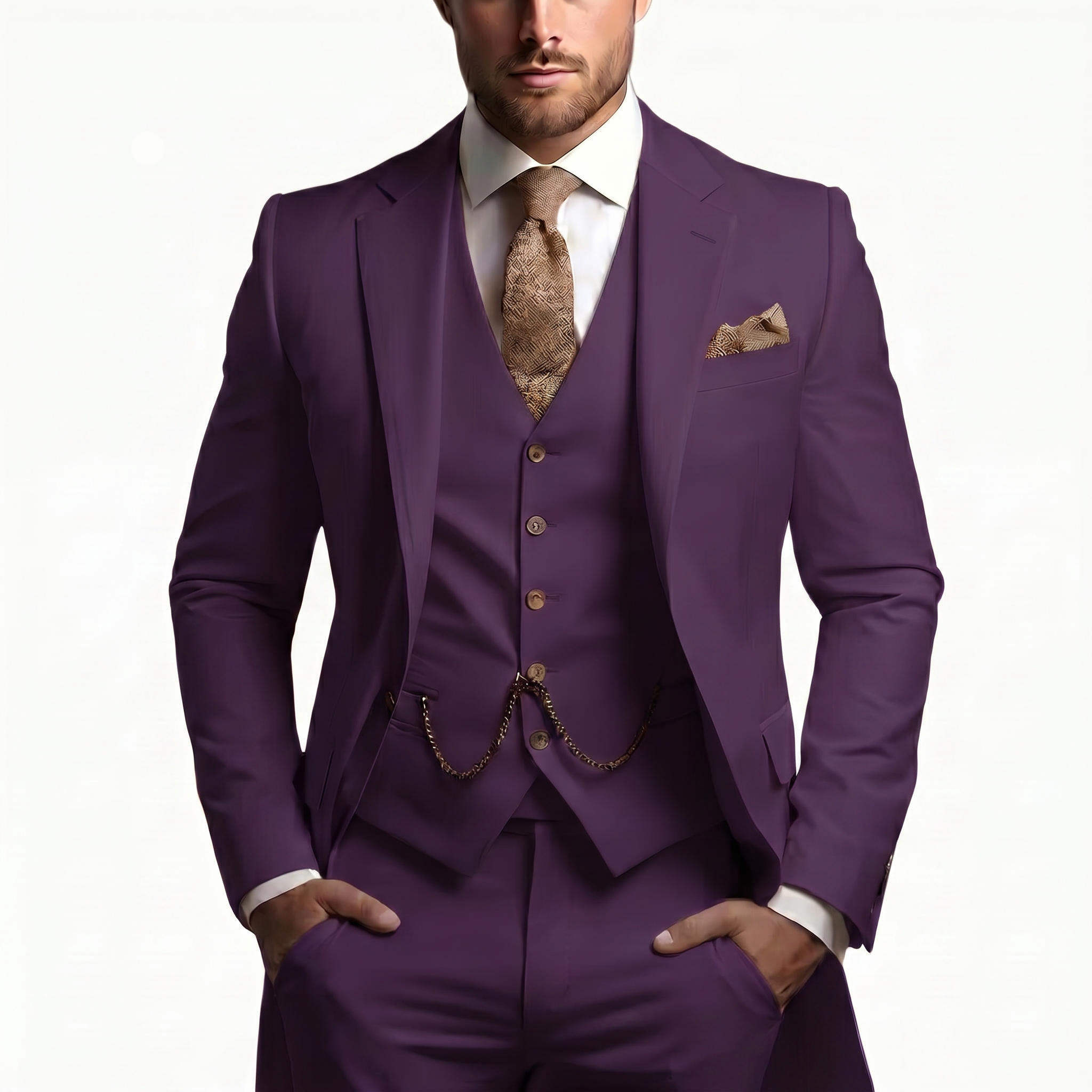 Drovian | Men’s Three-Piece Suit with tailored cut and delicate accents