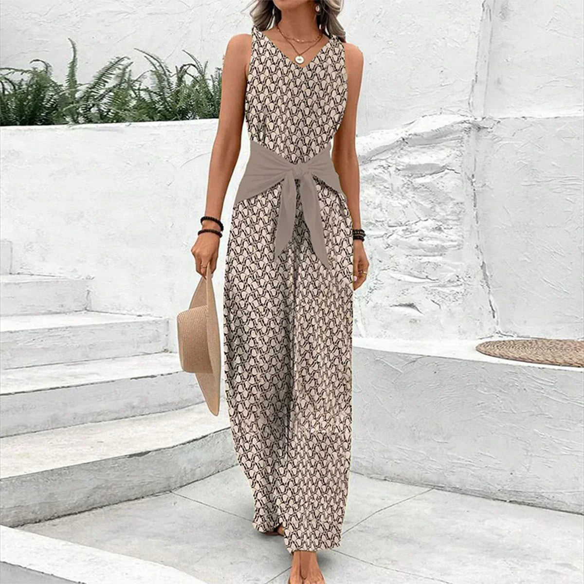 Delilah | Sleeveless Tie-Waist Jumpsuit
