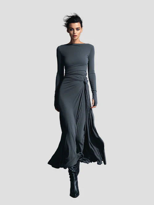Milena™ | Long Sleeve Draped Midi Dress