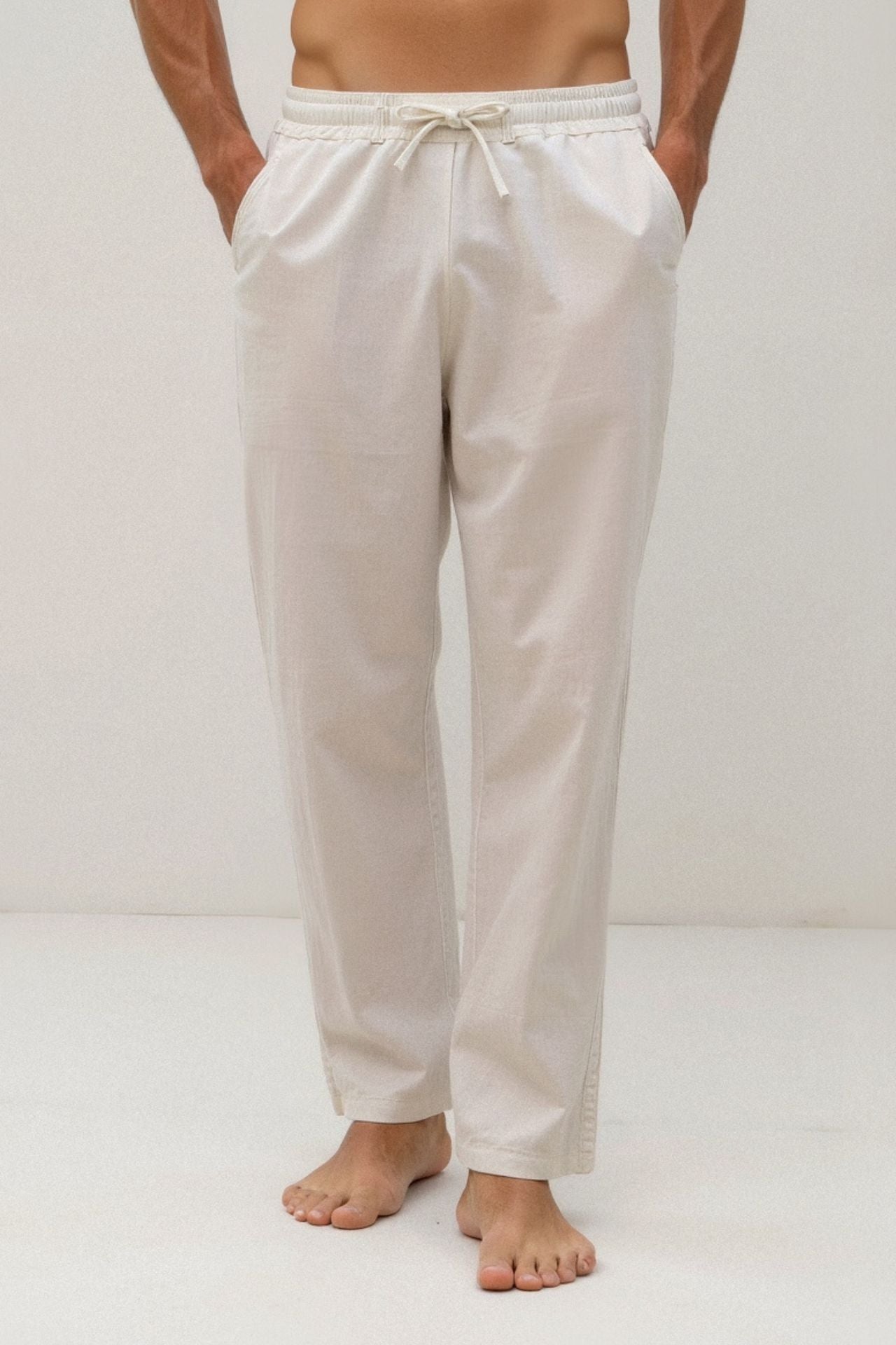Cotton & Linen Blend Drawstring Pants