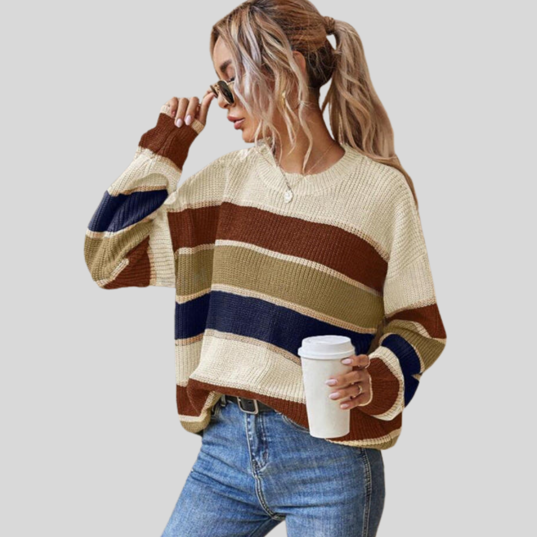 SOMIN™ - Comfy Striped Long Sleeve Round Neck Sweater