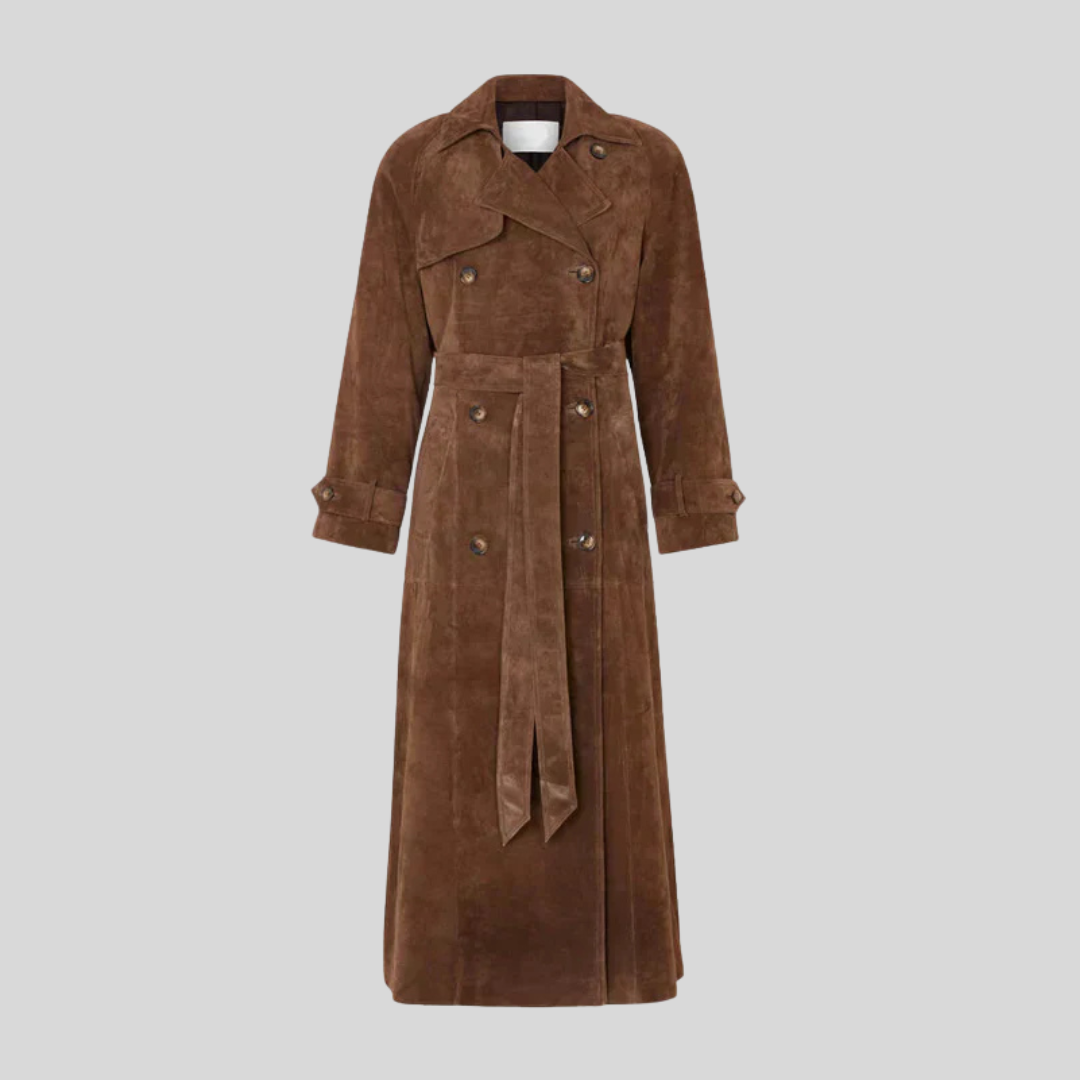Olivia - Classic Suede Trench Coat