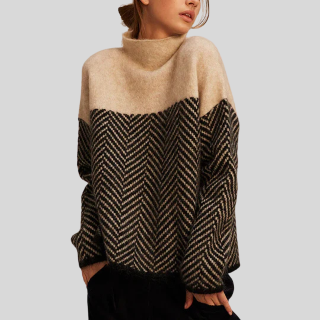 NORA™ | Two-Tone High-Neck Pullover