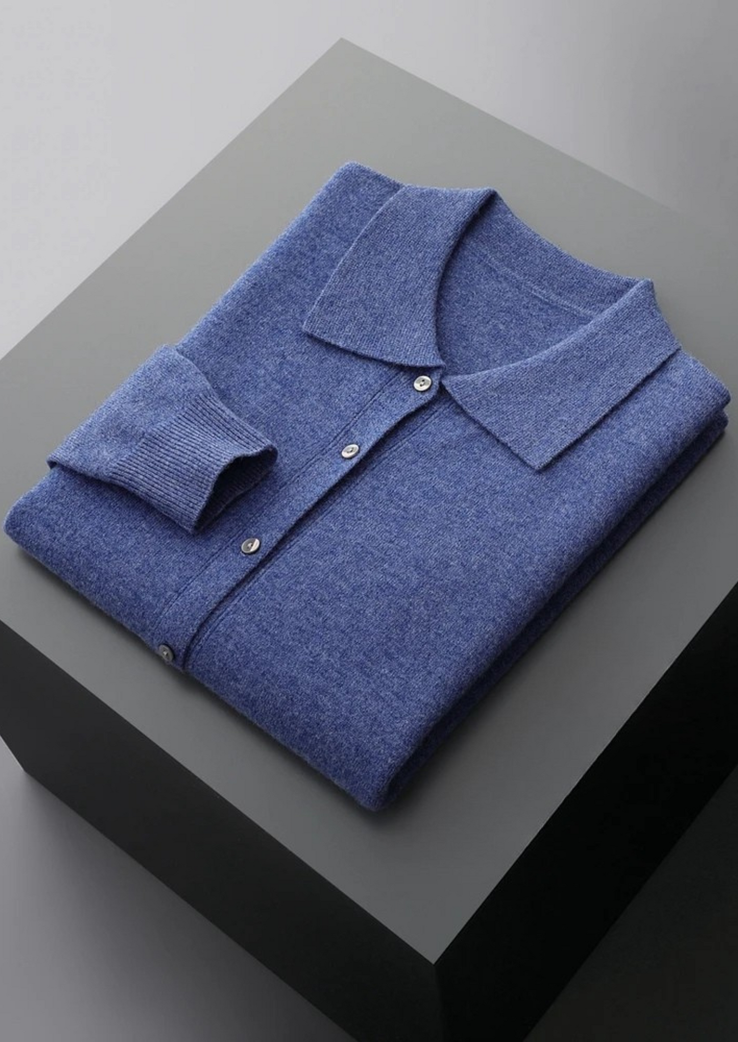 100% CASHMERE POLO CARDIGAN