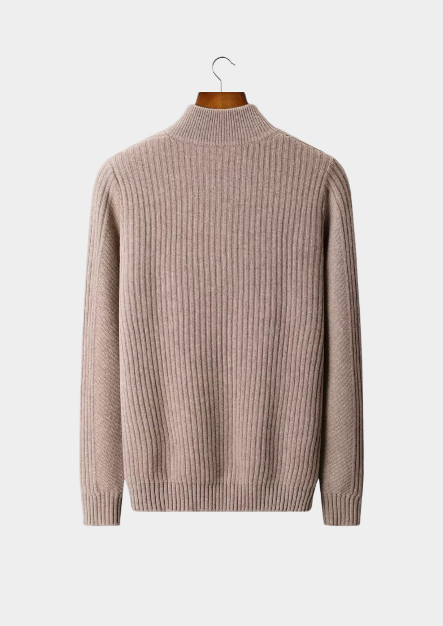 WOOL RIBBED HENLEY SWEATER