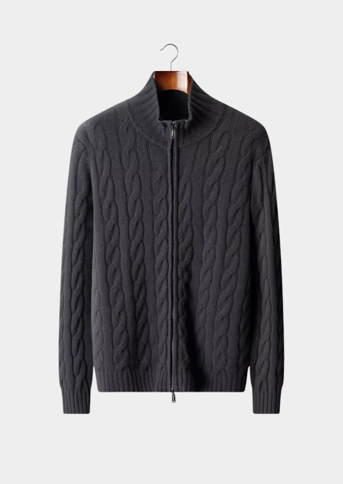 WOOL DUAL-ZIP CABLE CARDIGAN