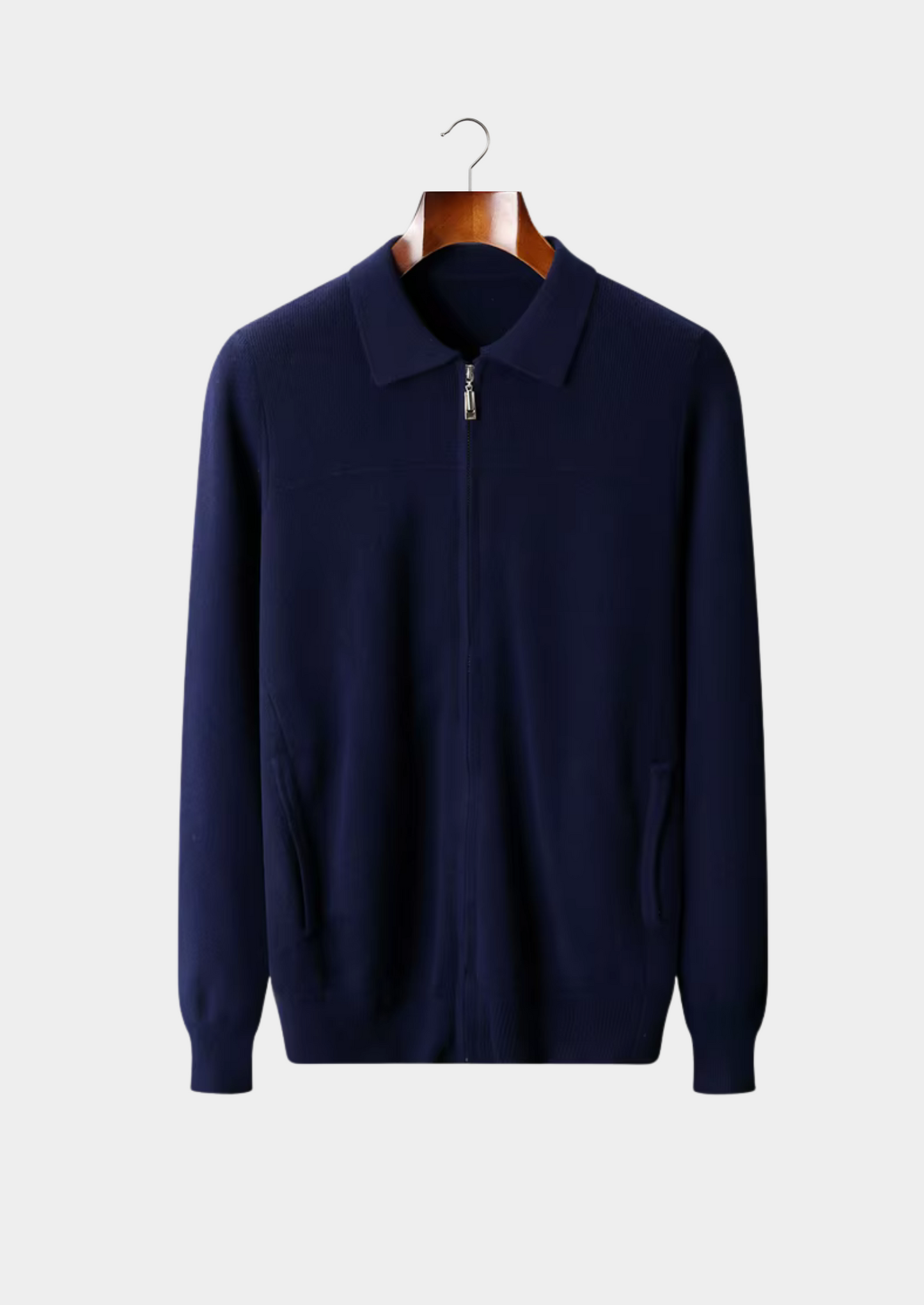 WOOL RIBBED POLO CARDIGAN