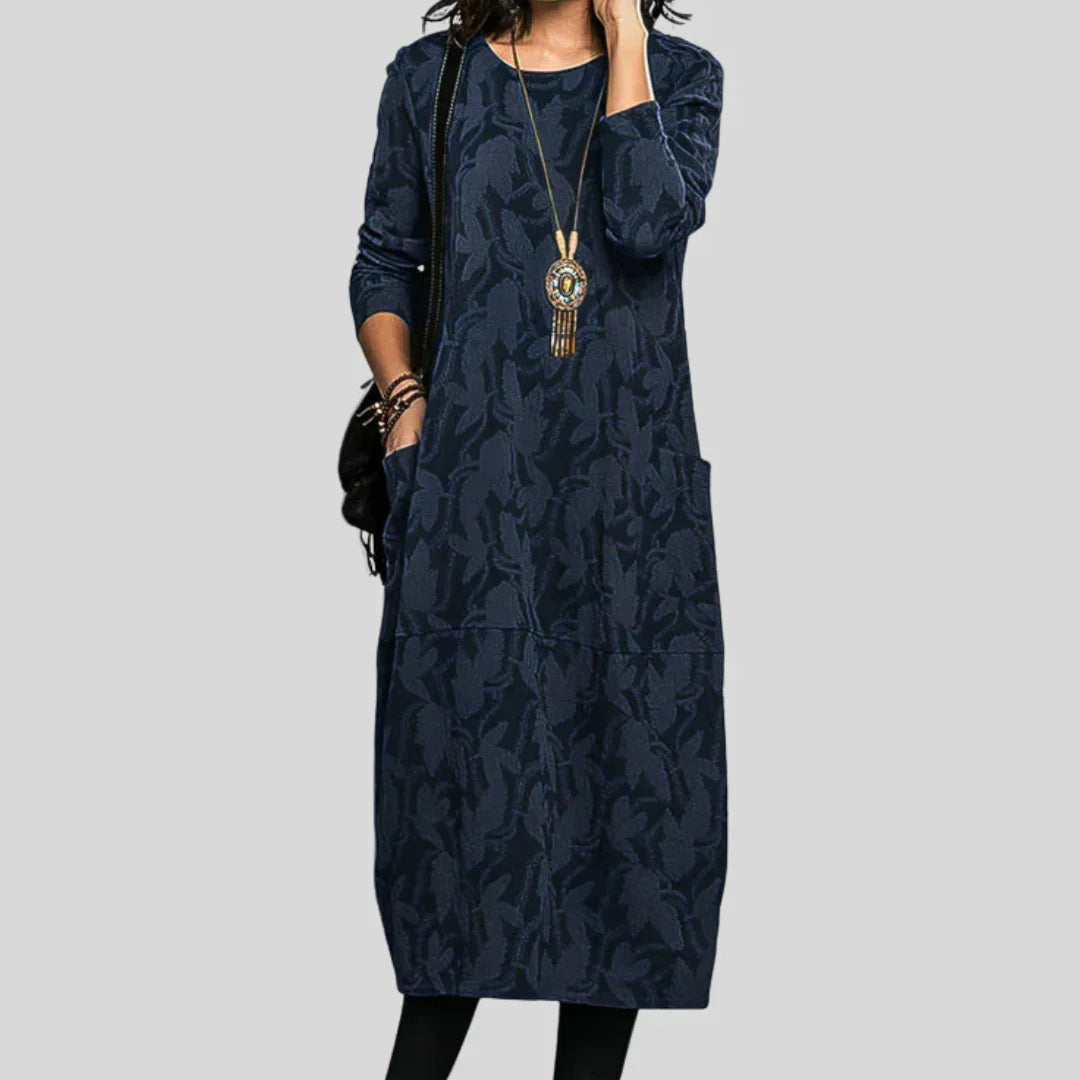 Solveig™ - Textured Patterned Midi Dress