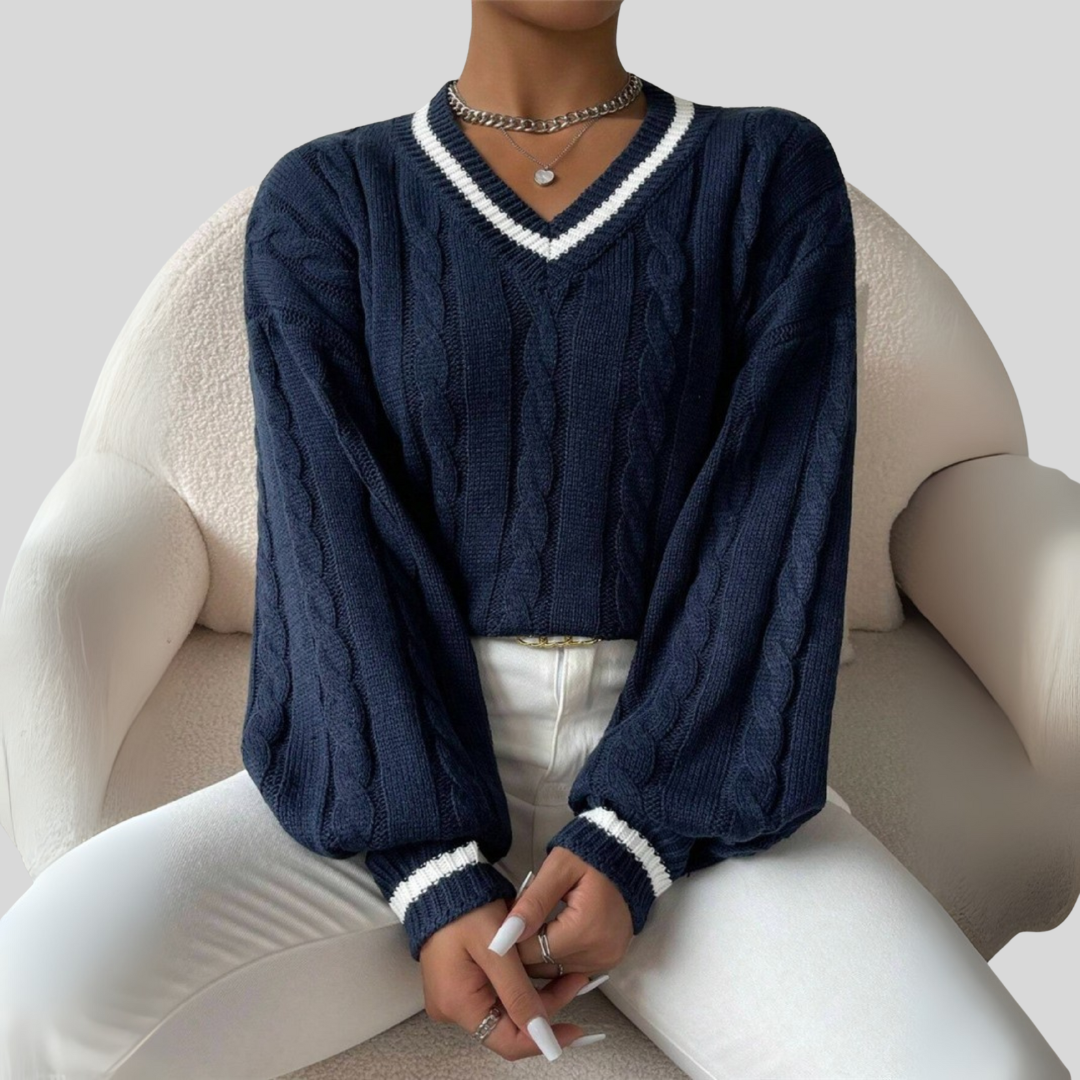 SOVU™ - Chic Long Sleeve V-Neck Sweater