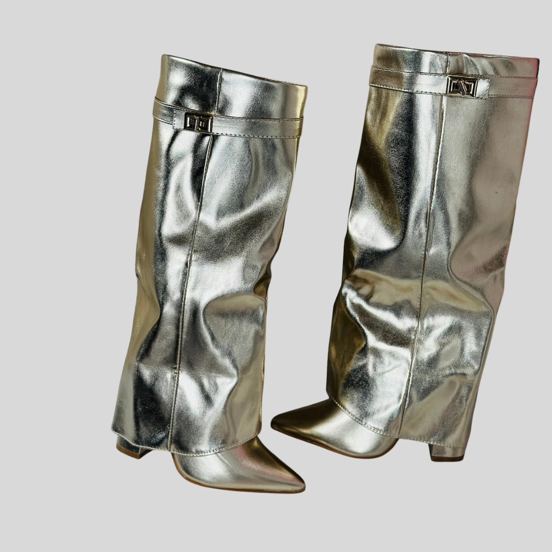SERAPHINA™ - Gold Leather Boots