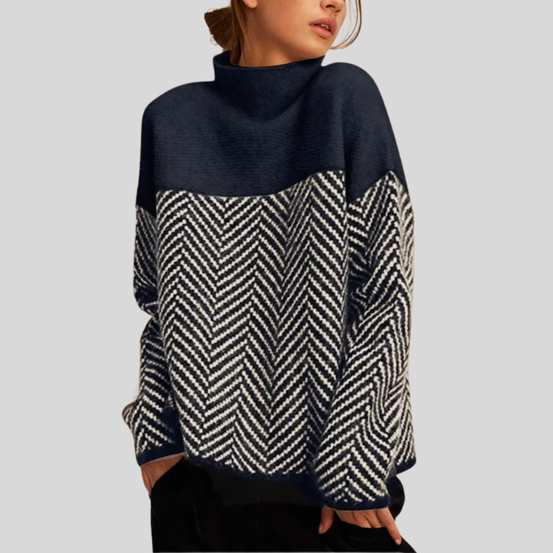 NORA™ | Two-Tone High-Neck Pullover