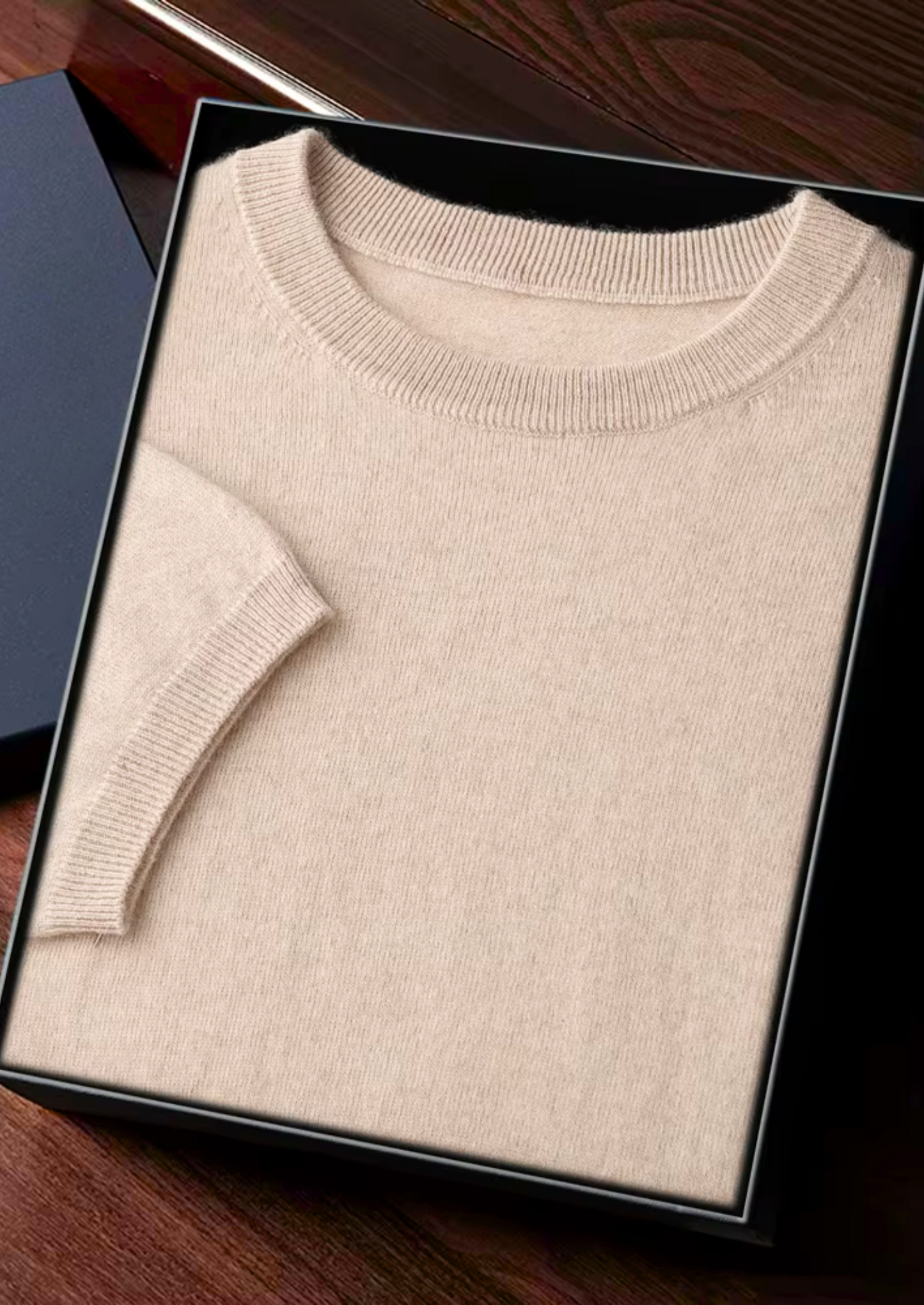 100% CASHMERE CLASSIC CREWNECK T-SHIRT