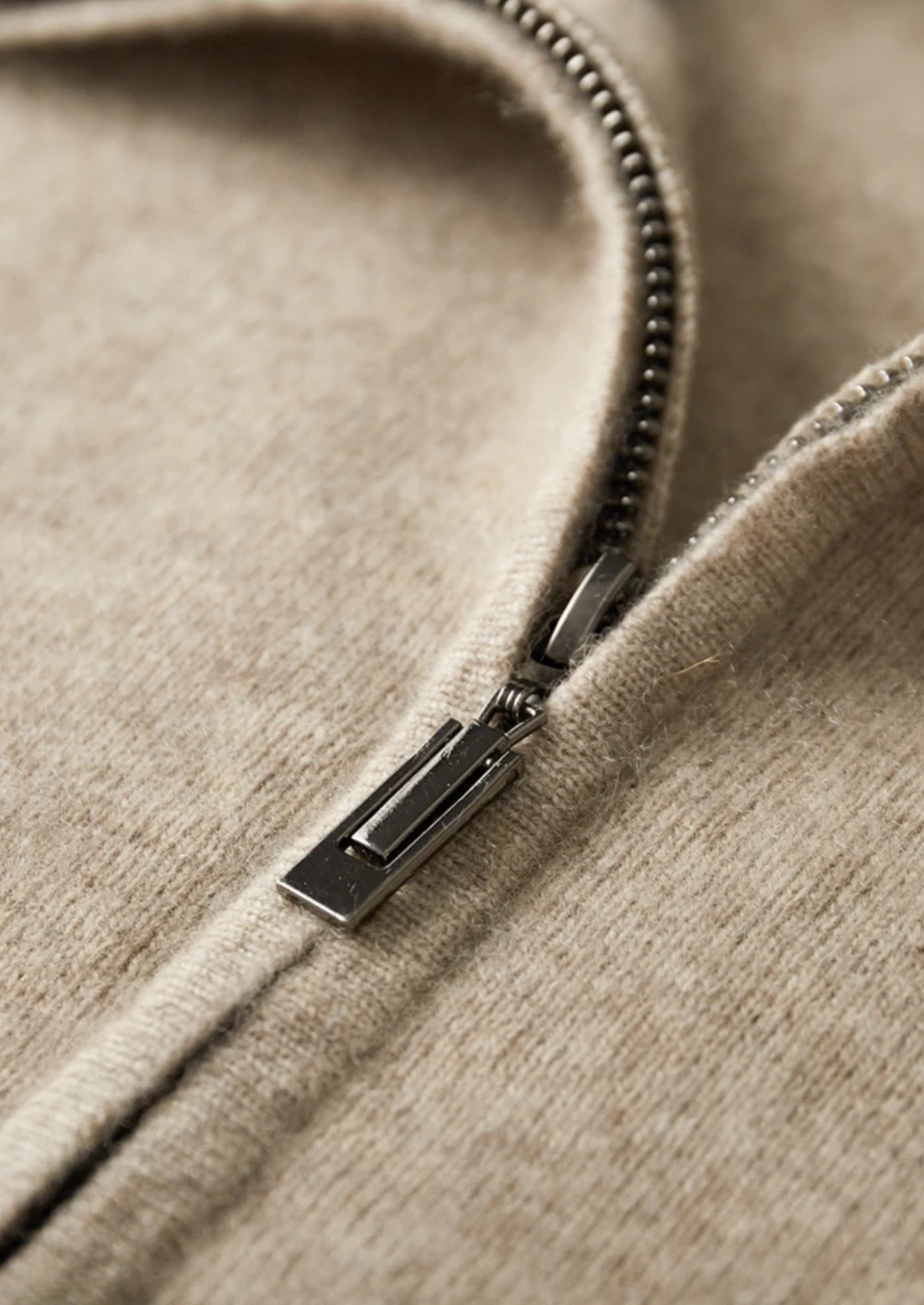 100% CASHMERE ZIP POLO CARDIGAN