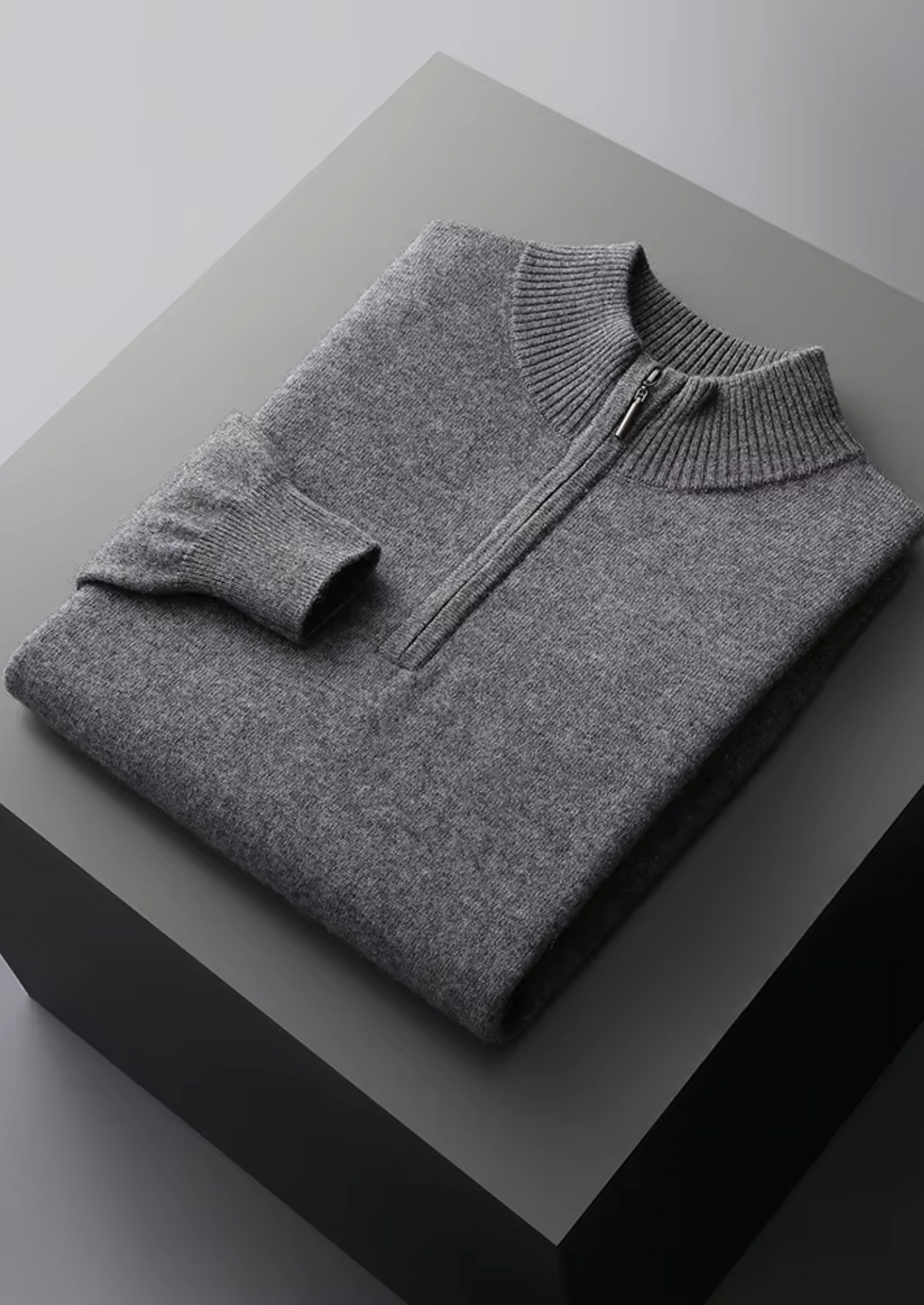 WOOL HALF ZIP SWEATER