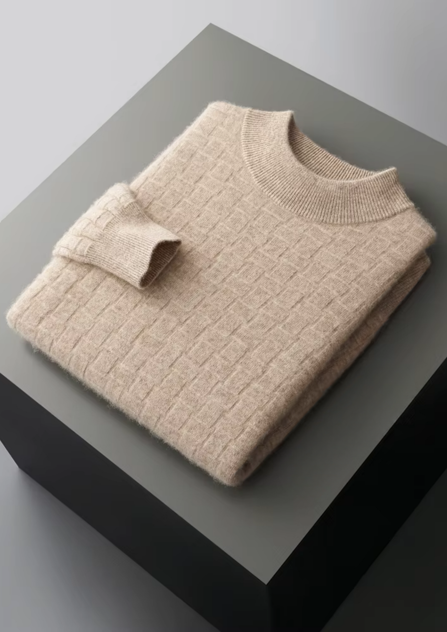 WOOL TEXTURED MOCKNECK