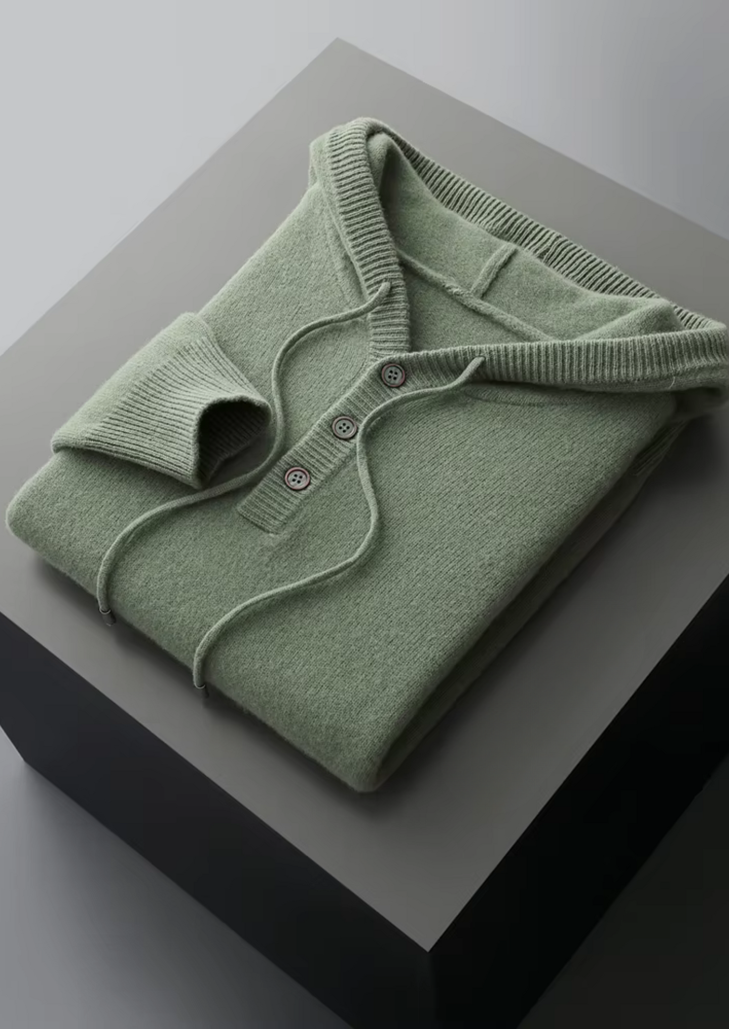 WOOL BUTTON HOODIE