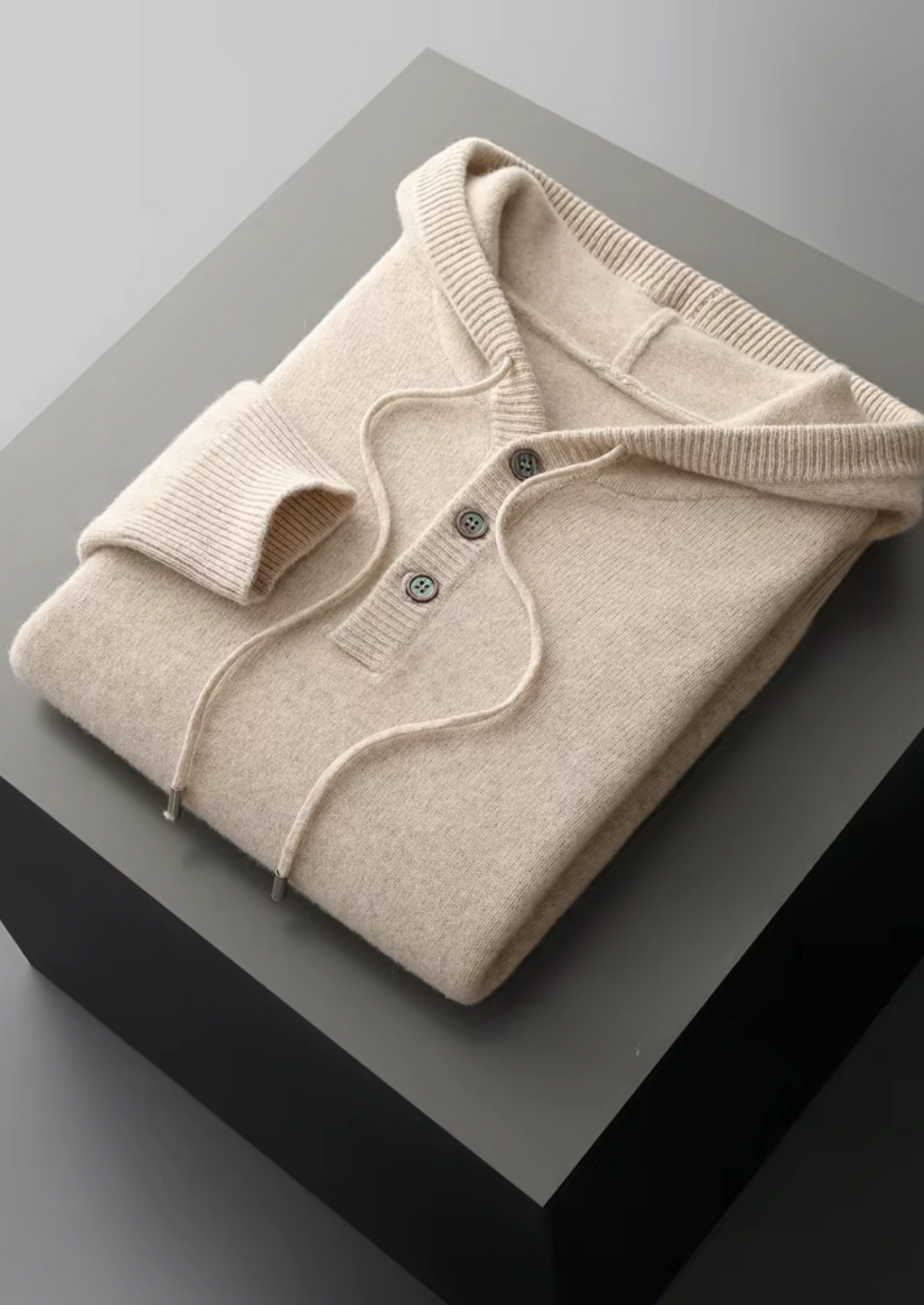 WOOL BUTTON HOODIE