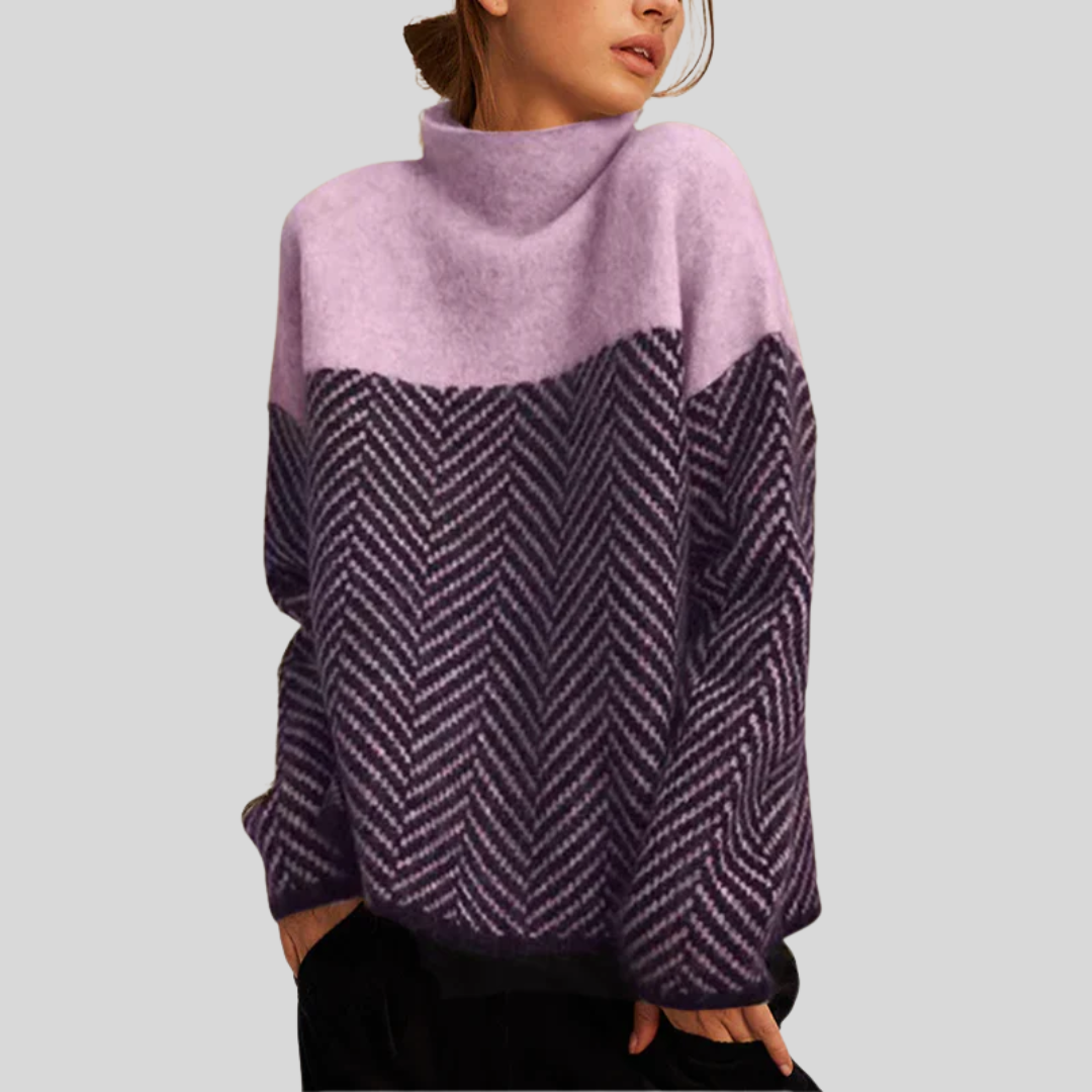 NORA™ | Two-Tone High-Neck Pullover