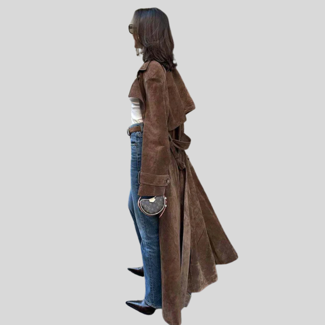 Olivia - Classic Suede Trench Coat
