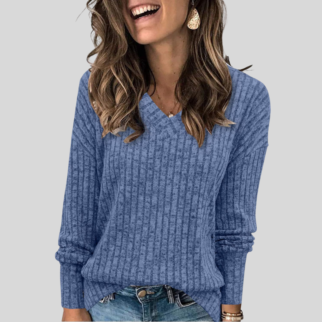 DERI™ - Comfy V-Neck Long Sleeve Top
