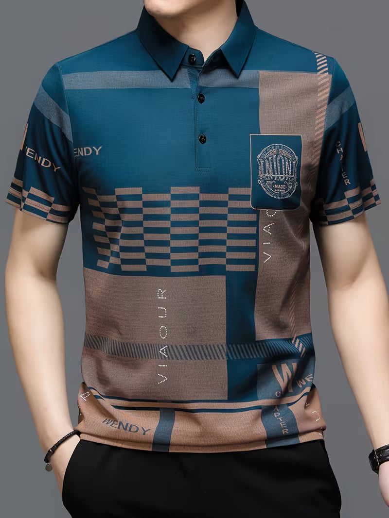 Damian | Geometric Pattern Polo Shirt