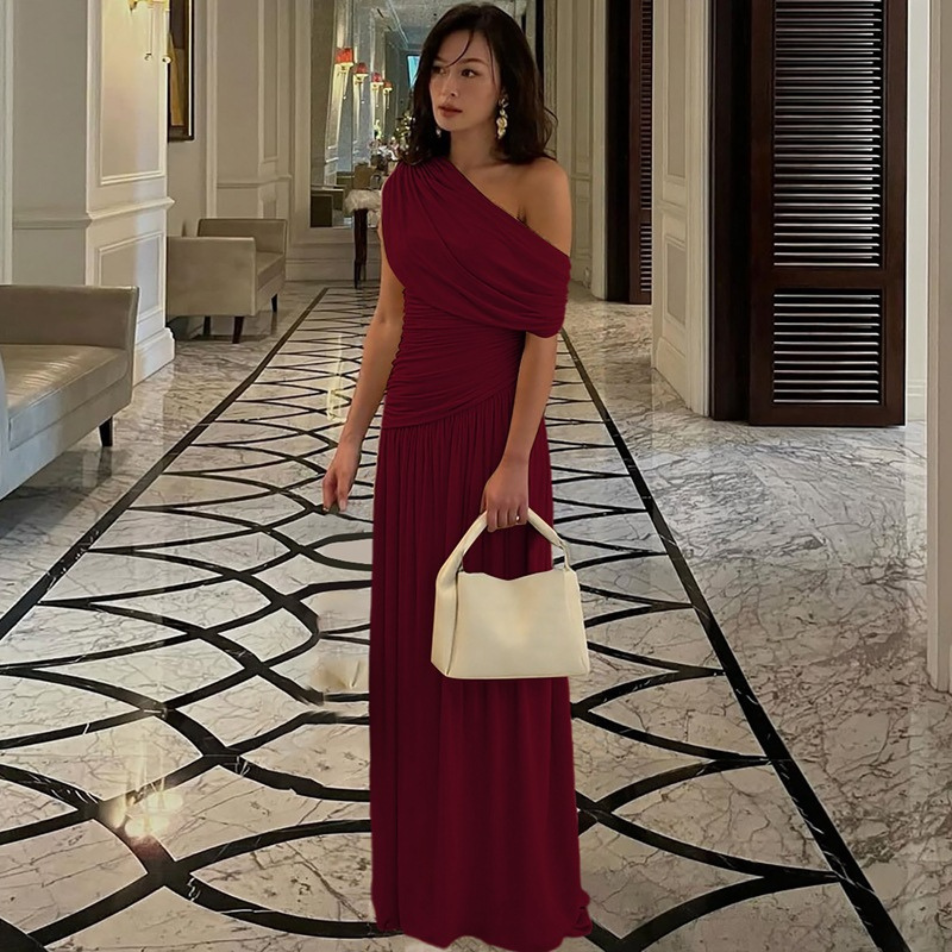 SHINA™ - Elegant One Shoulder Evening Maxi Dress