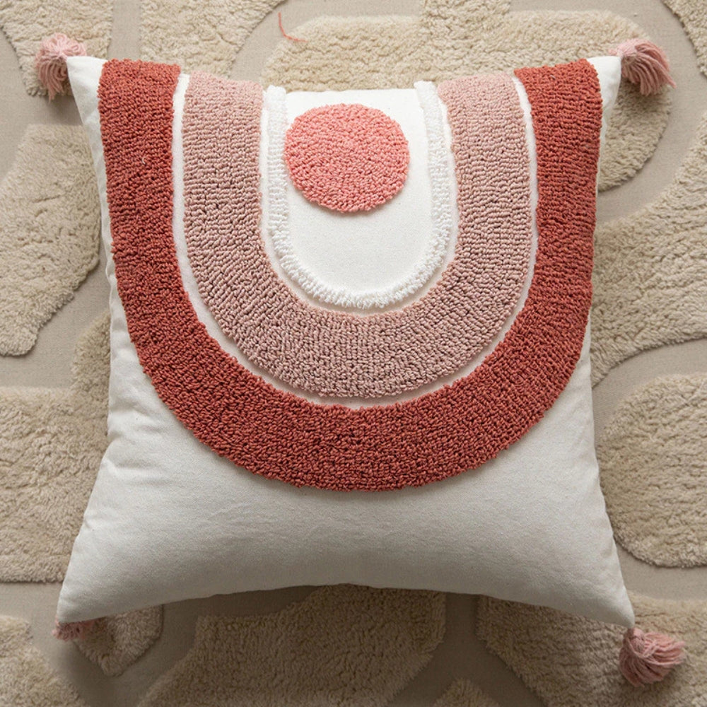 Tassel-Trimmed Boho Floral Cushions