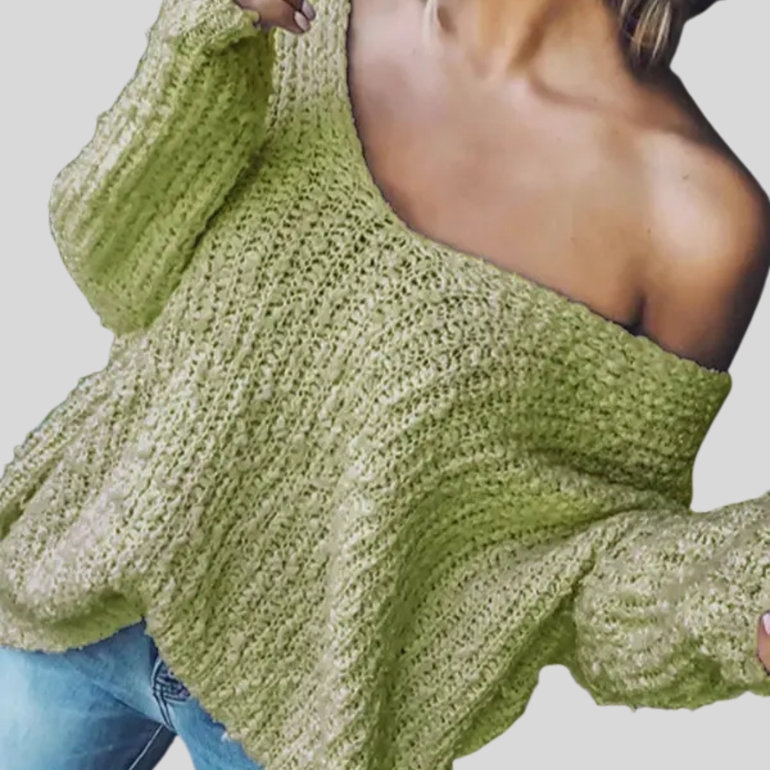 TELIKA™ - Comfy Drop Shoulder Long Sleeve Sweater