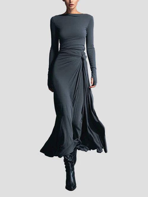 Milena™ | Long Sleeve Draped Midi Dress