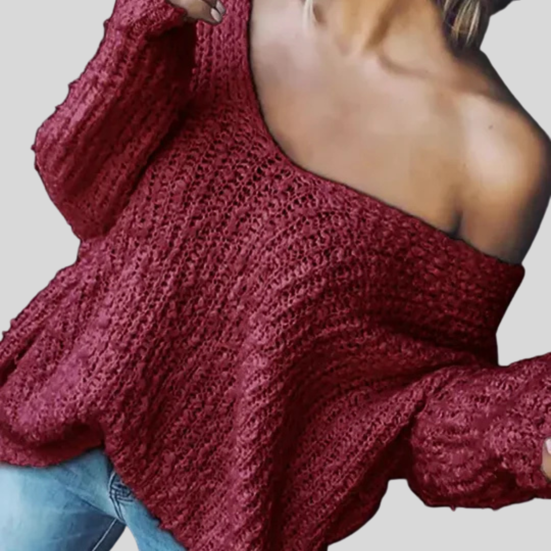TELIKA™ - Comfy Drop Shoulder Long Sleeve Sweater