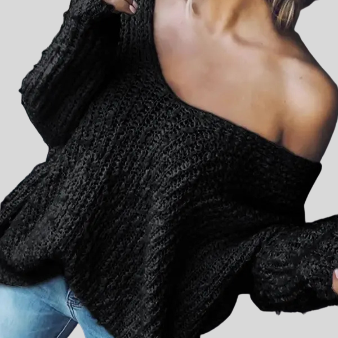 TELIKA™ - Comfy Drop Shoulder Long Sleeve Sweater