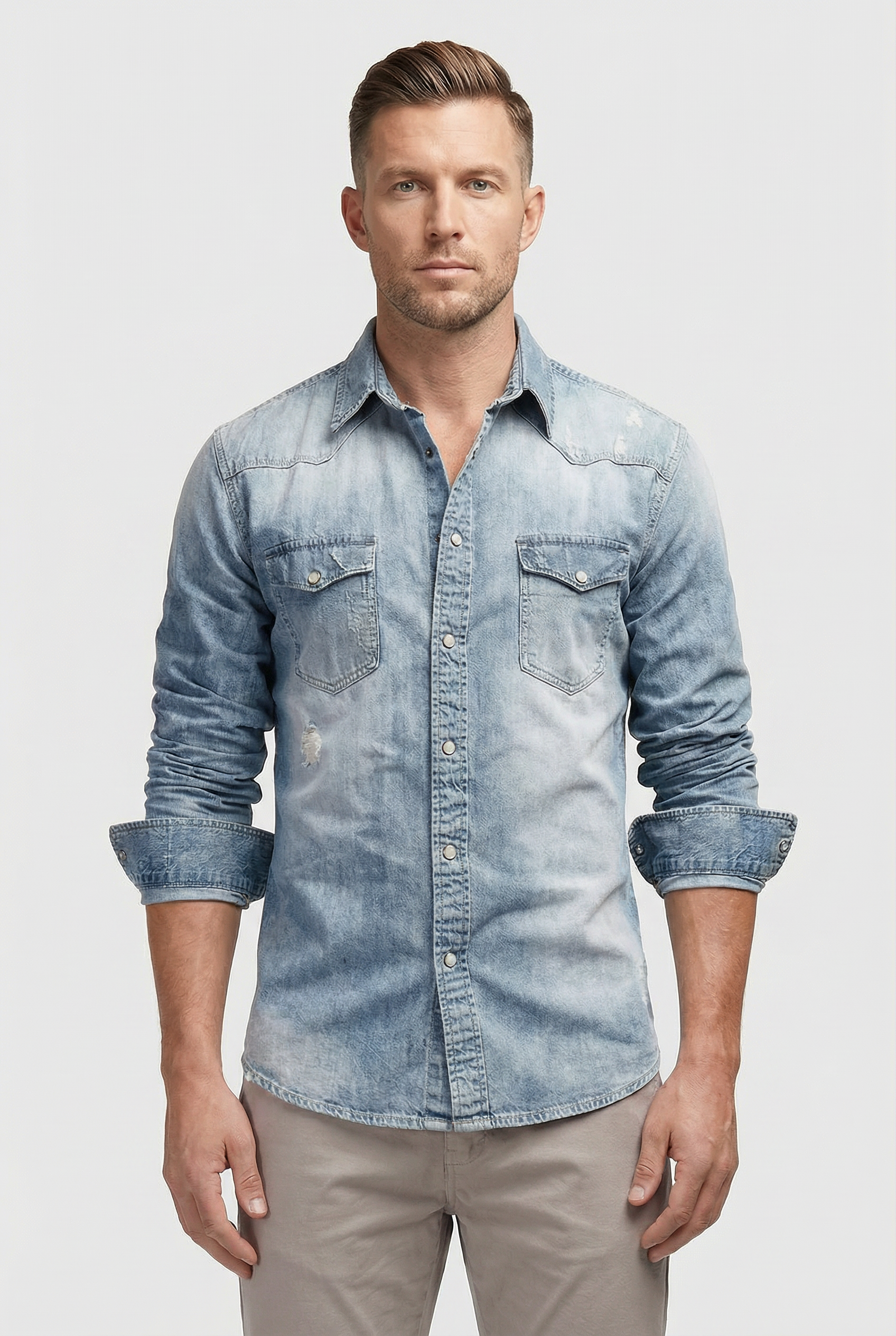 Grayson | Men's Slim Fit Cotton Blend Denim Shirt