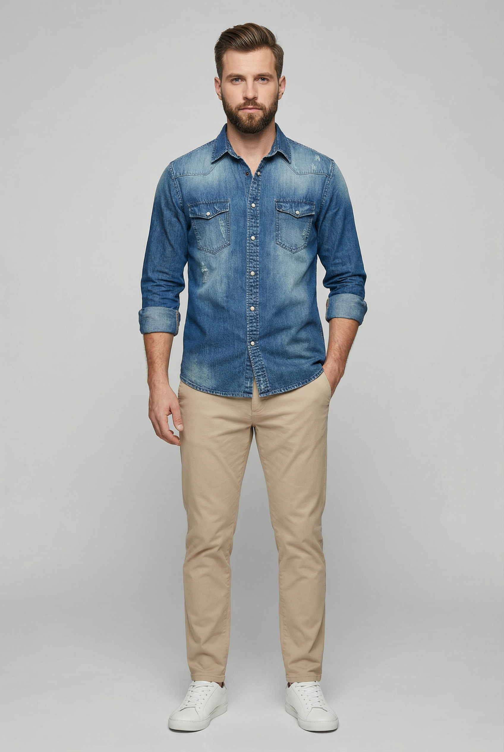Grayson | Men's Slim Fit Cotton Blend Denim Shirt