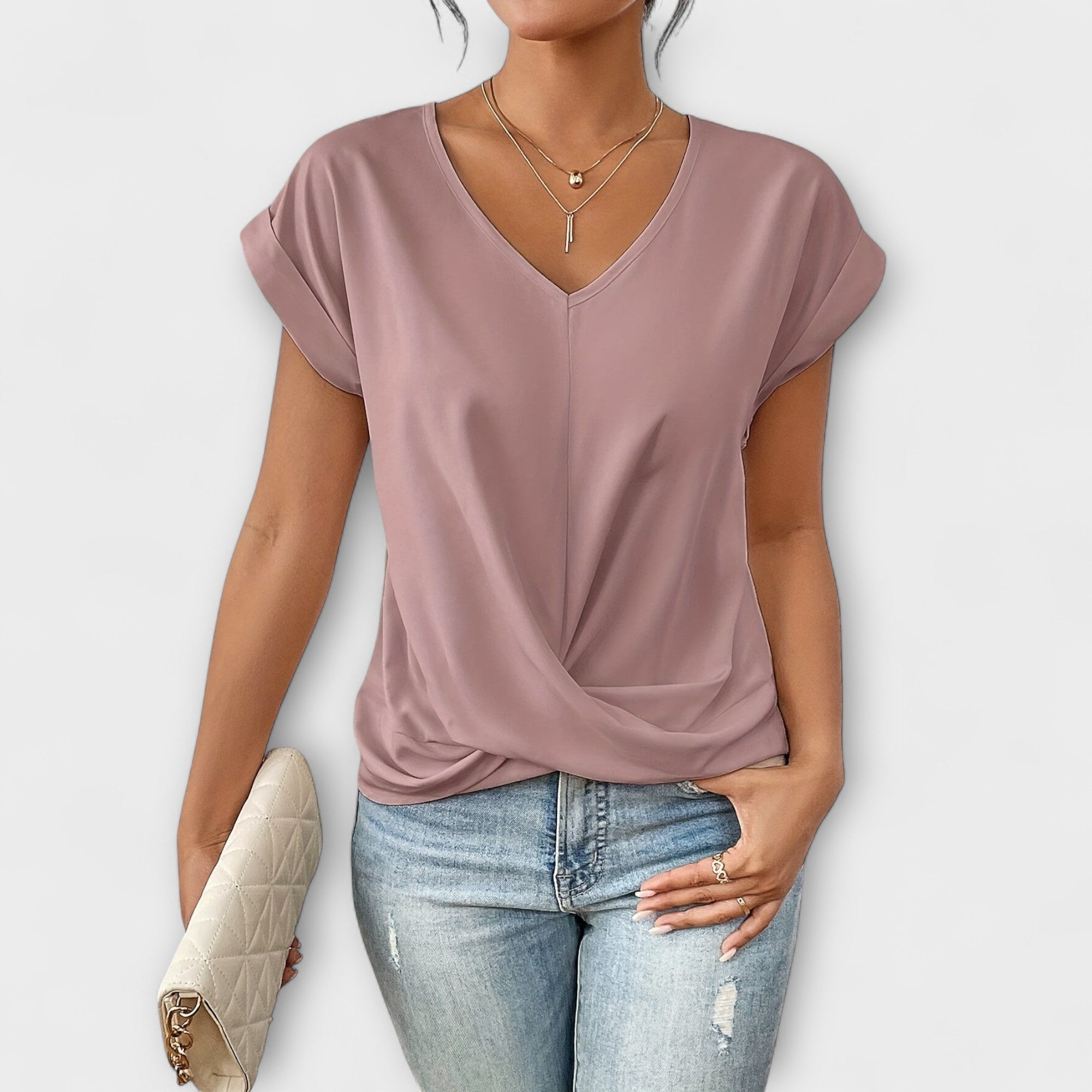 Clara | Women's Elegant V-Neck Top with Buttons