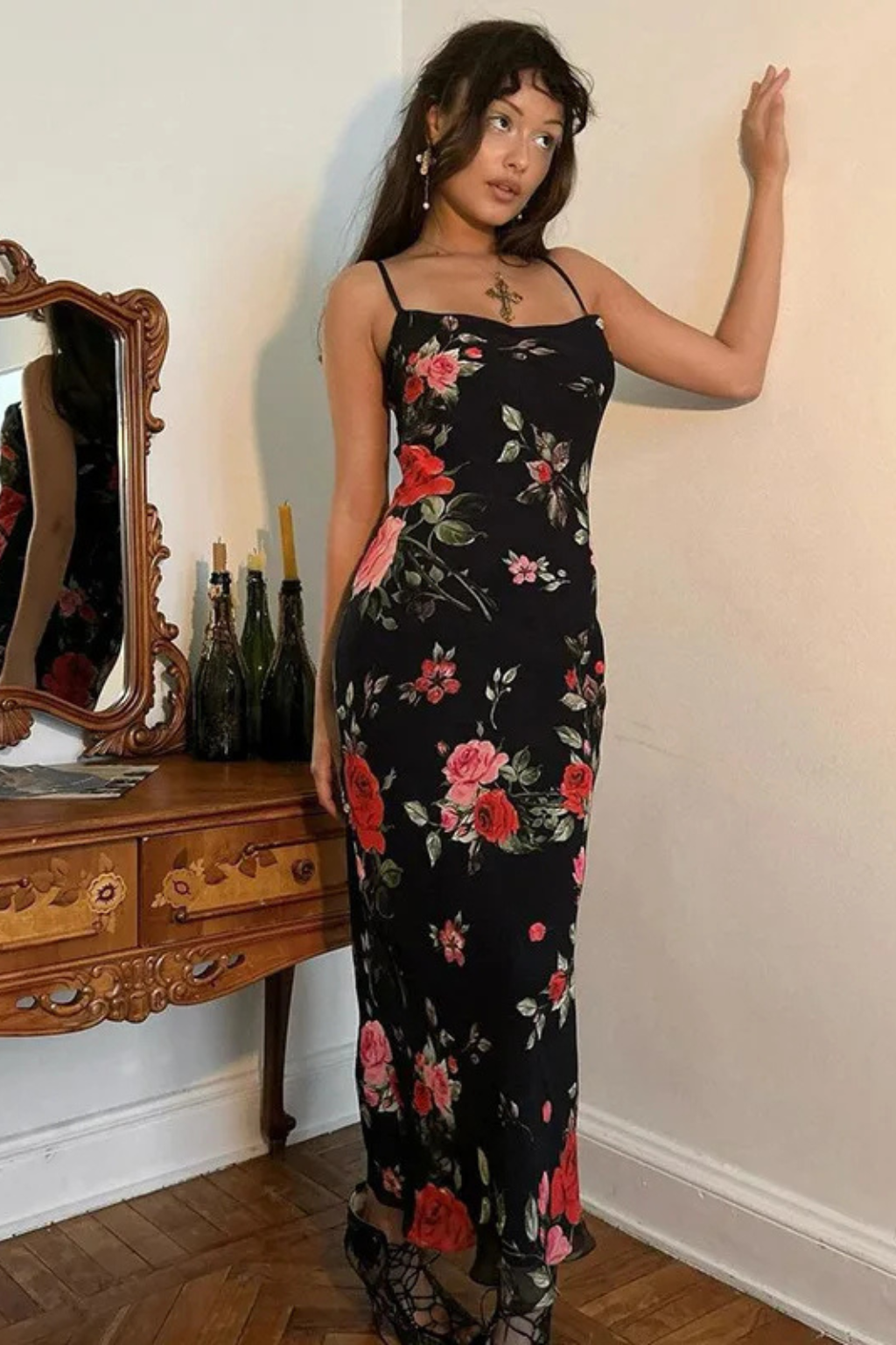 Nala | Women's Floral Spaghetti Strap Maxi Dress