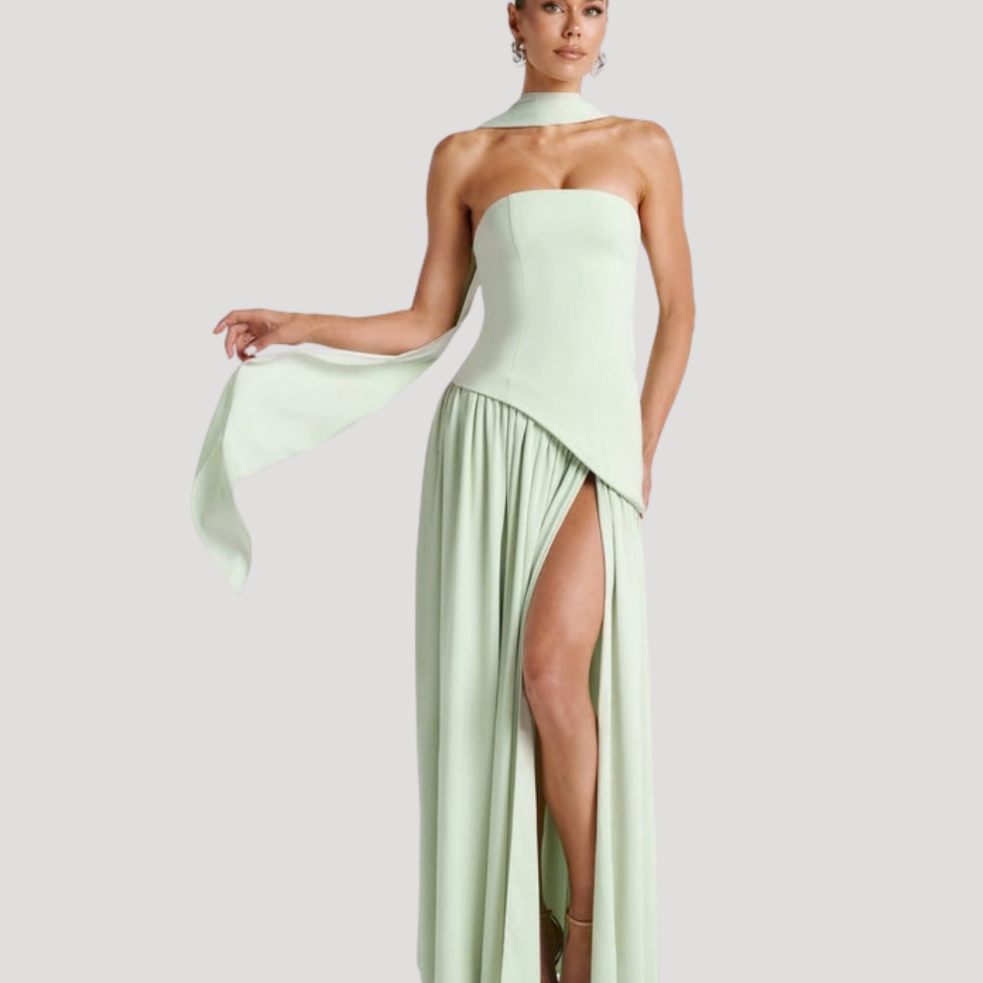 Maureen | Women's Formal Strapless Pleated Maxi Dress
