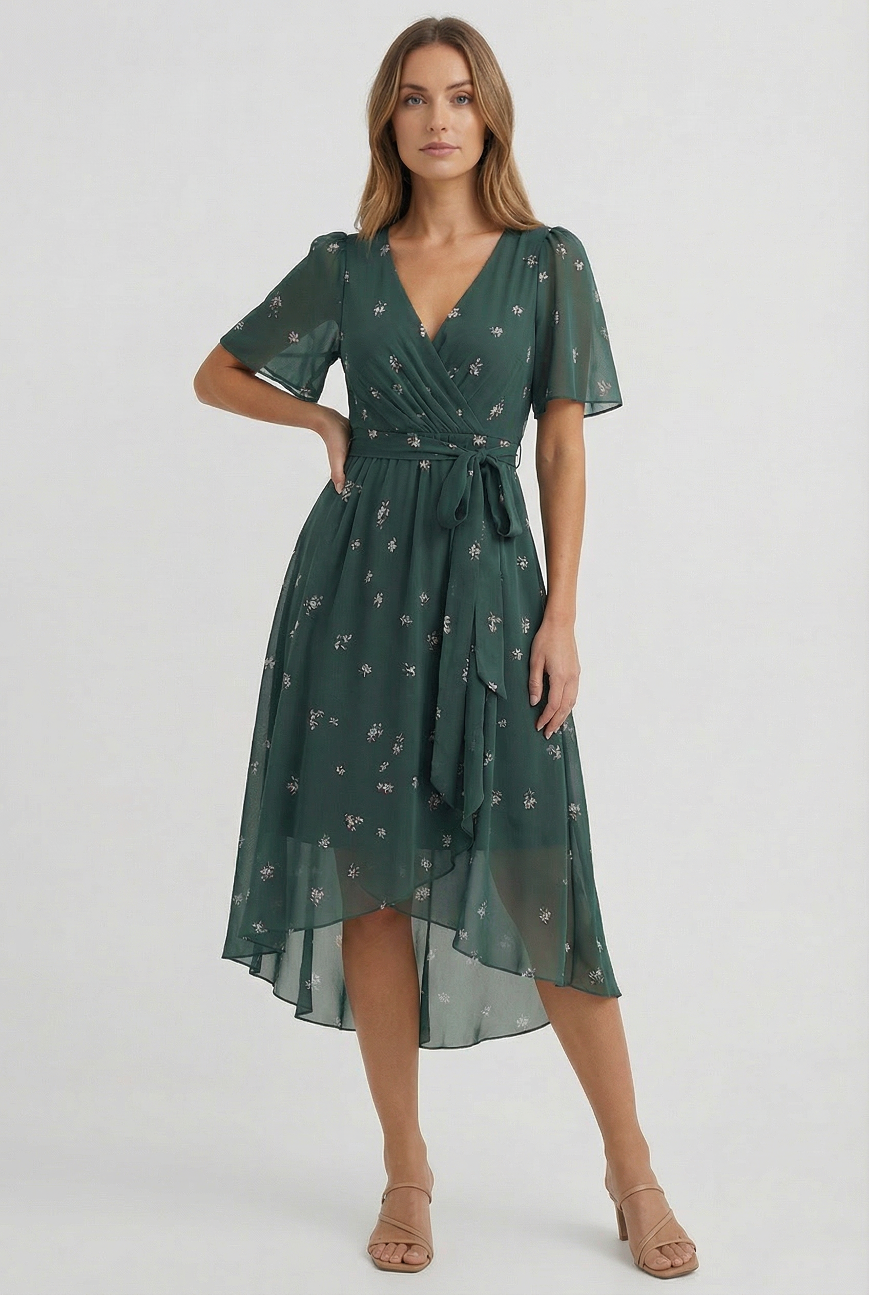Ella | Women's Linen Floral Midi Dress