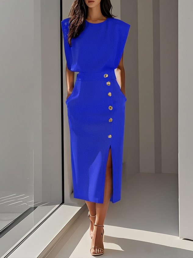 Patti | Women's Midi Dress with Button Detail