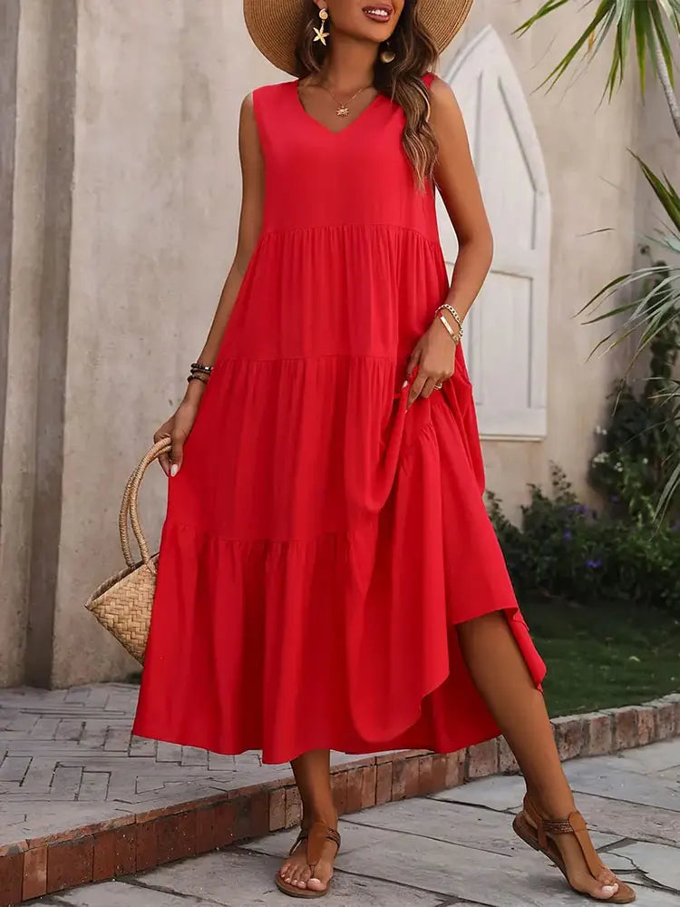 Florence | Women's Tiered V-Neck Maxi Dress