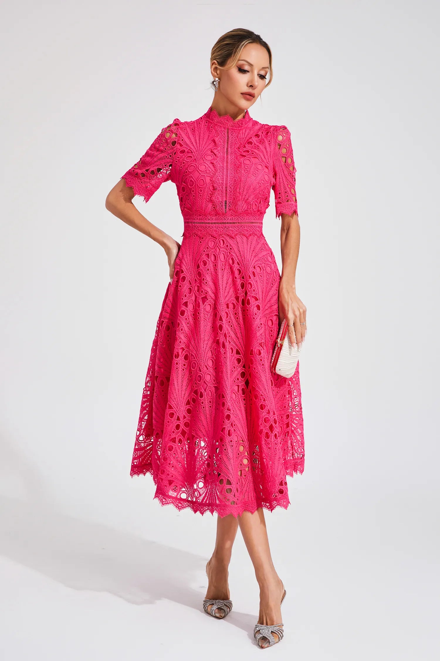 GRADUATION DRESS | MIDI WITH HIGH-NECK A-LINE SILHOUETTE