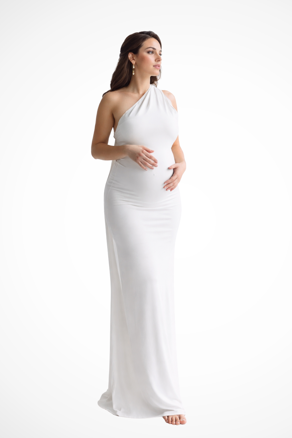 Isla | Women's Halter Neck Draped Maternity Maxi Dress