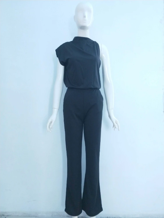 Arielle | Elegant Sleeveless Draped Wide-Leg Jumpsuit