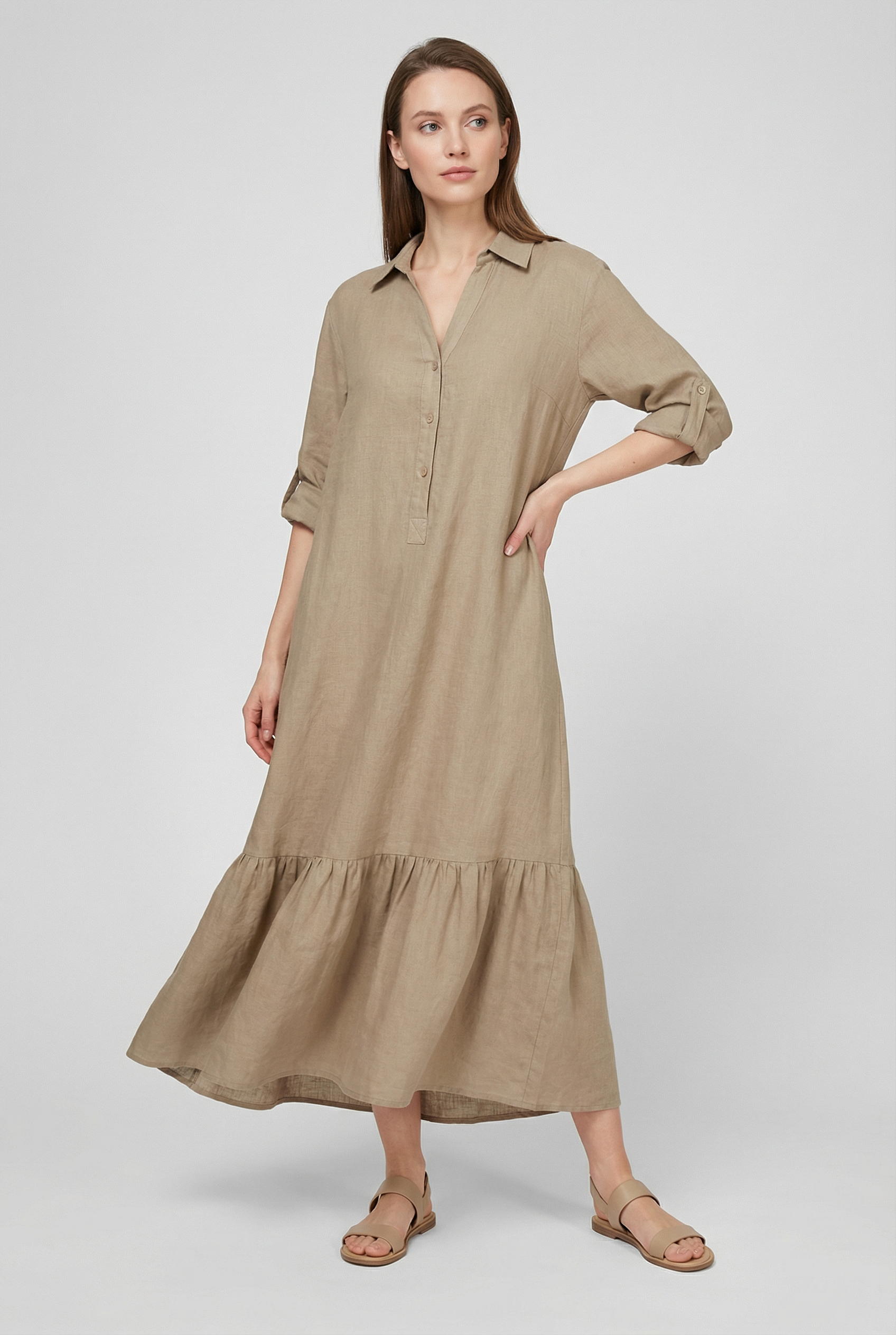 Laura | Women's Cotton Long Sleeve Maxi Dress