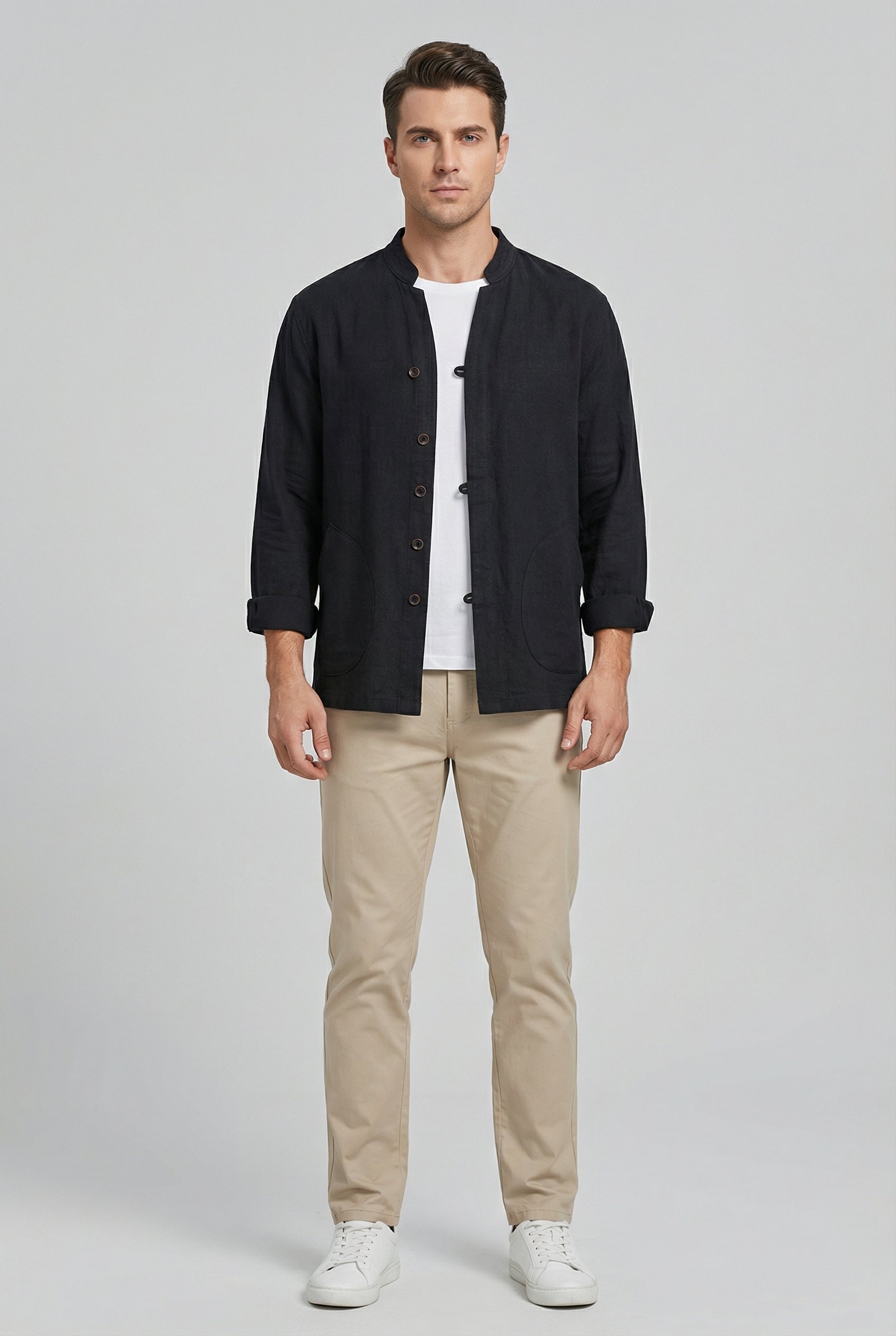 Isaac | Men's Linen Long Sleeve Shirt Jacket