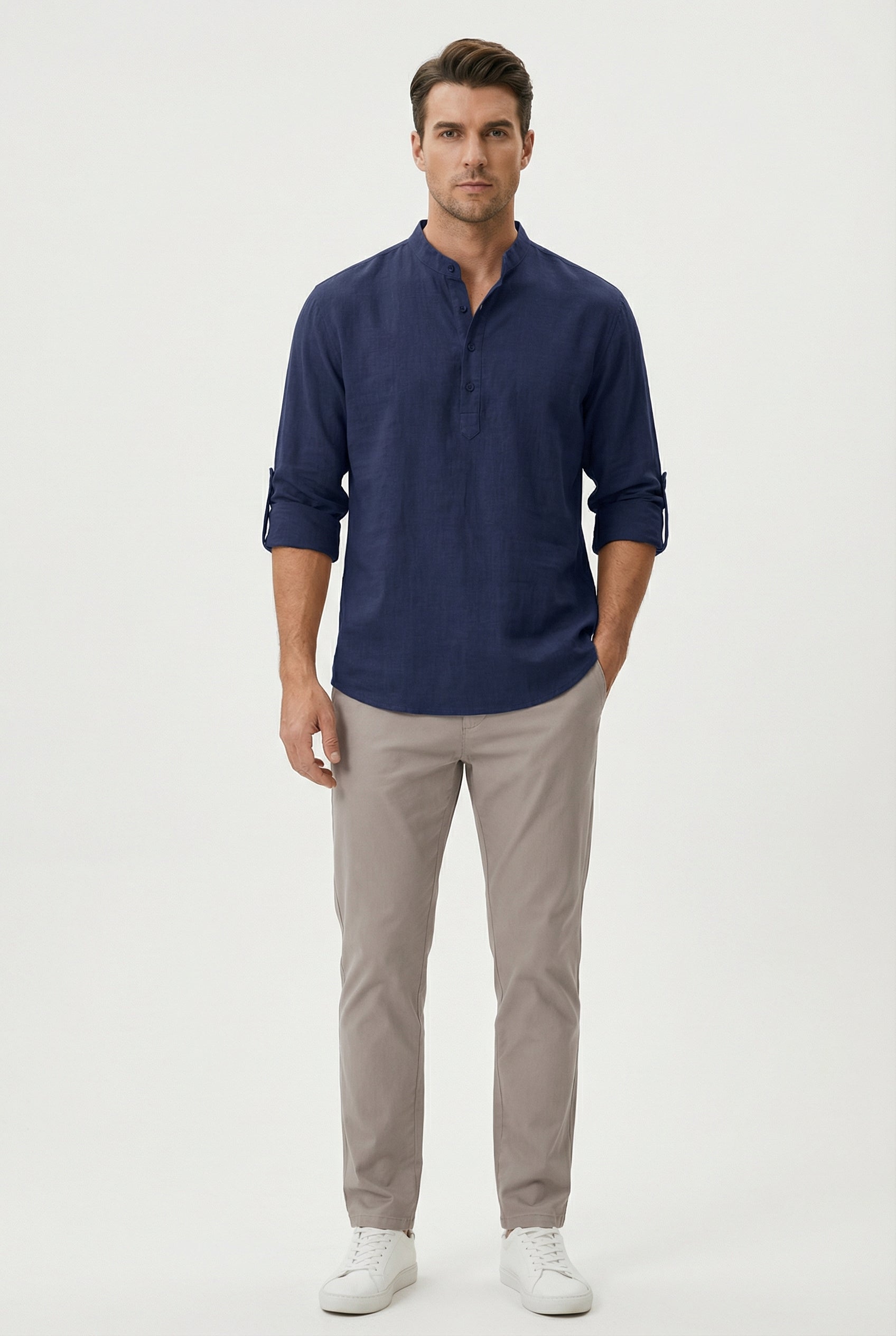 Robert | Men's Linen Rolled-Up Sleeve Summer Shirt